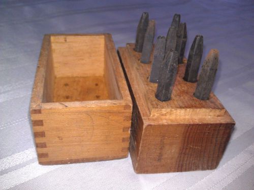 Vintage 1/8&#034; Steel Figures Stamp Set Original Wood Box NYS Hand Made 0-9 numbers