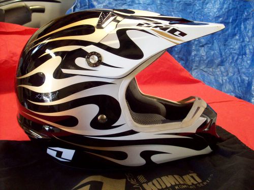 One industries kombat tribal flames gold/black/white motocross helmet xs x-small for sale