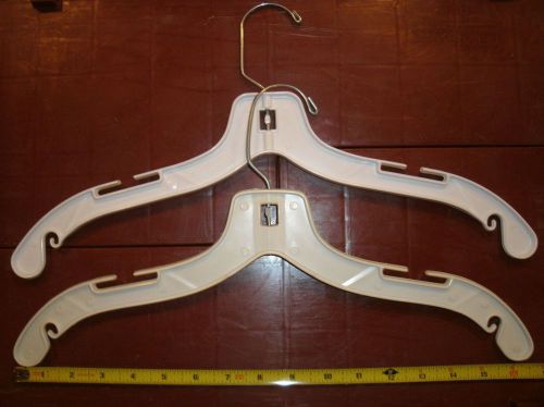 150 white top shirt adult clothes hangers 17&#034; plastic metal swivel hook quality for sale