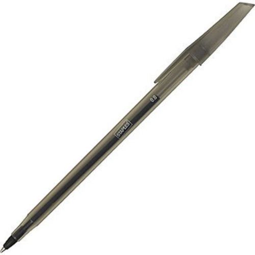 Staples Ballpoint Stick Pens, Medium Point, Black, Dozen
