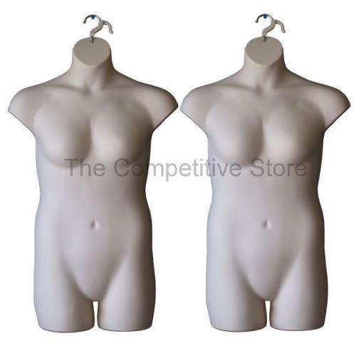2 Flesh Female Plus Size Dress Mannequin Forms - Display 1x-2x Sizes