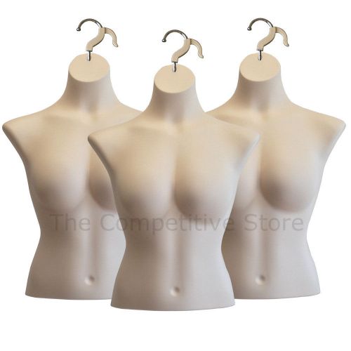 Lot of 3 Busty Female Torso Mannequin Forms Flesh - Great For Medium Size