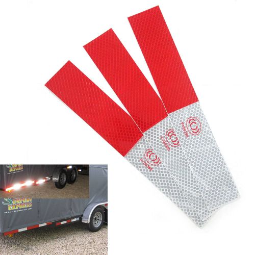 3 Pc Truck Safety Warning Night Reflective Strip Red White Tape Stickers Decals