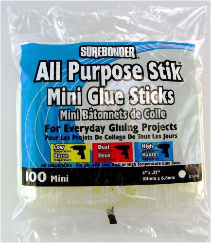 All Purpose Stik Mini Glue Sticks .27x4&#034; 100-Pack Craft Office Home Supply Clear