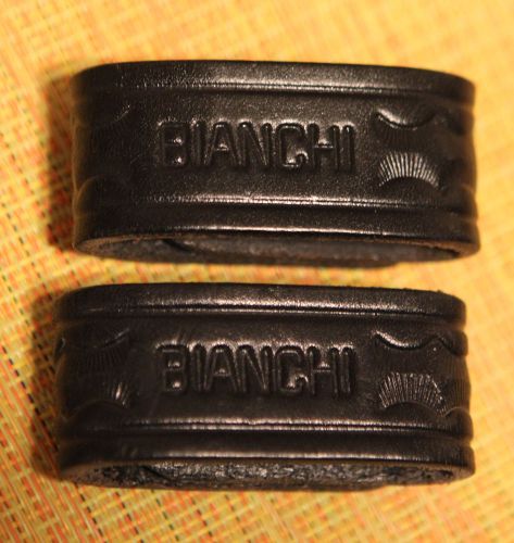 Original Bianchi Leather Belt Keepers - Set of 2