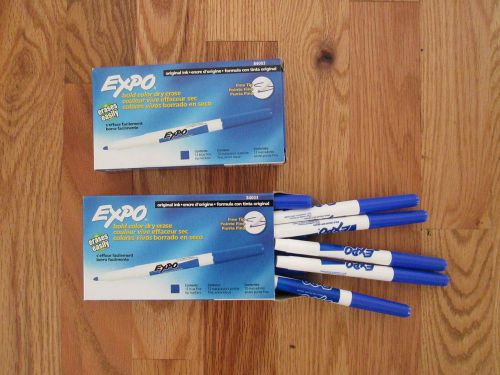 2 Packs of 12 Expo Fine Tip White Board Markers (Blue) - New in Box - *Educators