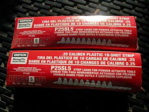 2 new boxes simpson strong-tie p25sl5 .25 cal #5. (200 count total)  for pt-25s for sale