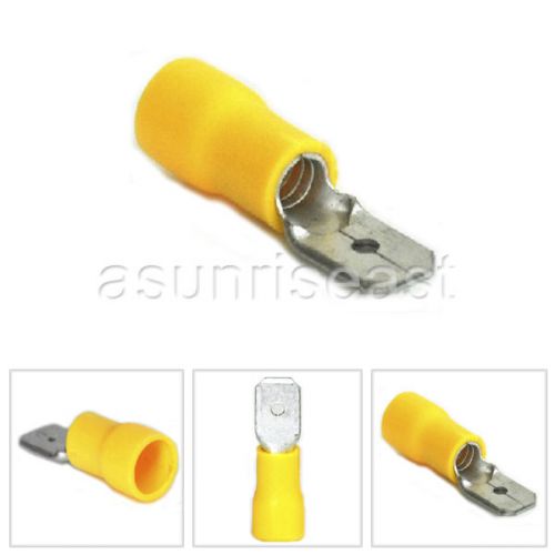 500 x Yellow 12-10AWG Insulated Male Spade Cable Terminal 6.4mm MDD5.5-250