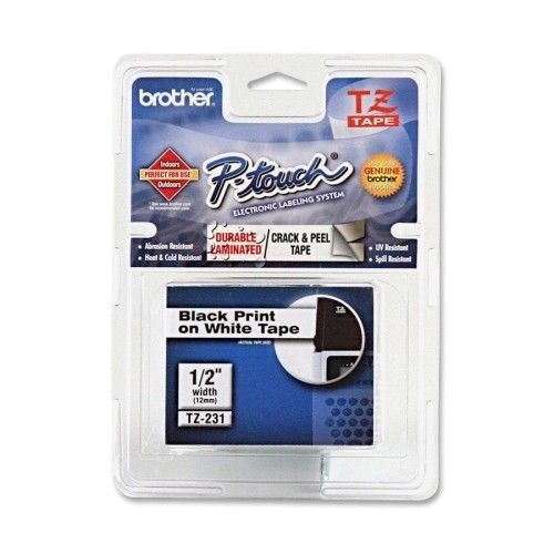 Brother tze231 p-touch standard adhesive laminated labeling tape, 1/2w for sale