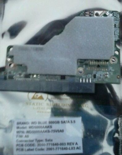 Pcb wd5000aaks-75v0a0, 2061-771640-l03 ac, wd 500gb sata 3.5 for sale
