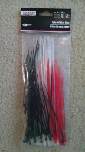 2 X Black Red White 100 NYLON CABLE TIES 3 size AsSoRtMeNT 4&#034; 5.9&#034; 7.9 Wire Ties