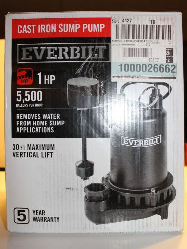 Everbilt 1000 026 662 Electric 1HP Industrial Cast Iron Sump Pump Tested &amp; Works