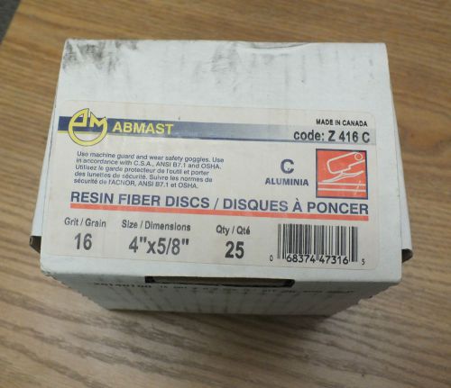 Abmast 4 &#034; x 5/8 &#034; Resin Fibre Discs -25 discs /New in Box