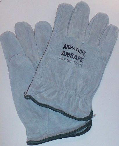 6 pair armature amsafe cow split leather work driver gloves sz m l gray, new for sale