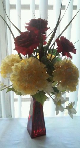 Silk Red roses and hydrangeas with white orchids - home decor - restaurant decor