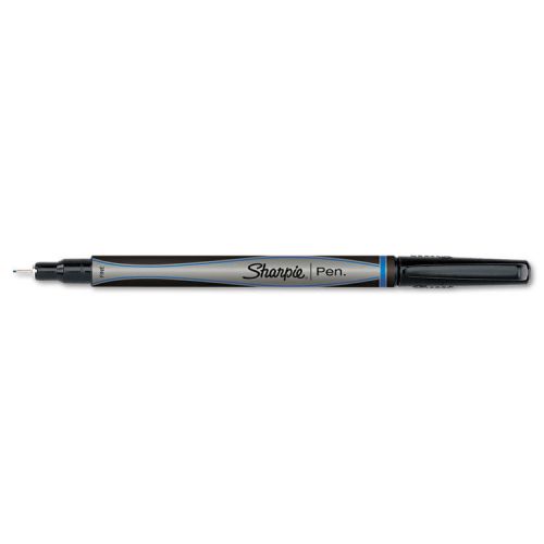 Plastic Point Stick Permanent Water Resistant Pen, Blue Ink, Fine, Dozen