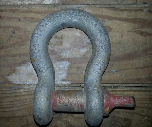 Crosby galv 8.5 ton, 1&#034; screw pin shackle / clevis, 1-3/4&#034; opening for sale