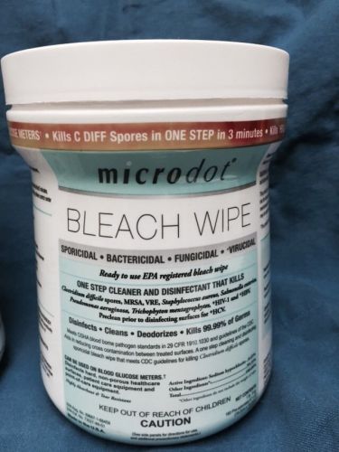 Microdot Bleach Wipe Bactericidal Fungicidal Virucidal C Diff 160 Tub