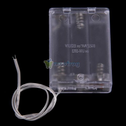 Transparent 3xAA 4.5V Battery Holder Box Case Storage w/On-Off Switch Wire Leads