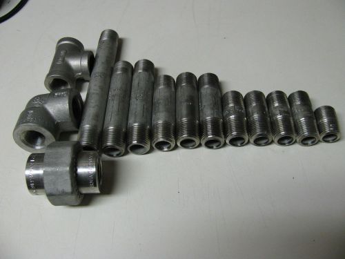 Large lot of 1/2&#034; stainless steel pipe nipples and fittings for sale