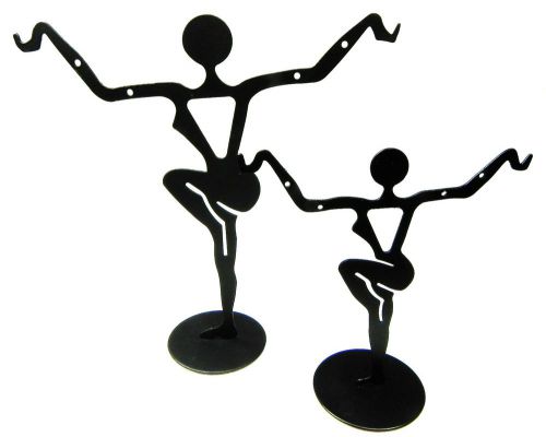 Twelve (12) Black Earring Dancers Metal Display Stand Jewelry (6 Small, 6 Large)