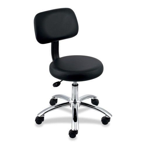 Lorell Pneumatic Height Stools with Back Black