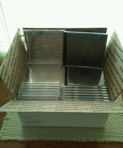 40 USED SINGLE DISK CD/ DVD EMPTY CASES CLEAR FRONT SOME WITH BLACK BACKS