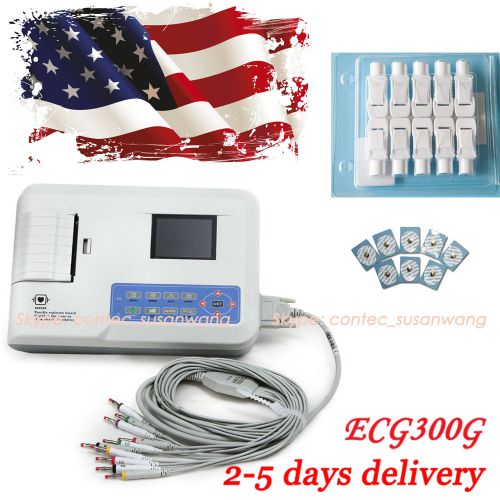 3 channel ECG,12 lead Signals,Free software/Printer,ECG machine EKG,USA shipping