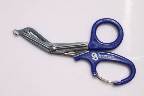 Nurse/EMT/Medical 7&#034; Utility Bandage Medical Scissors Shears Carabiner (BLUE)