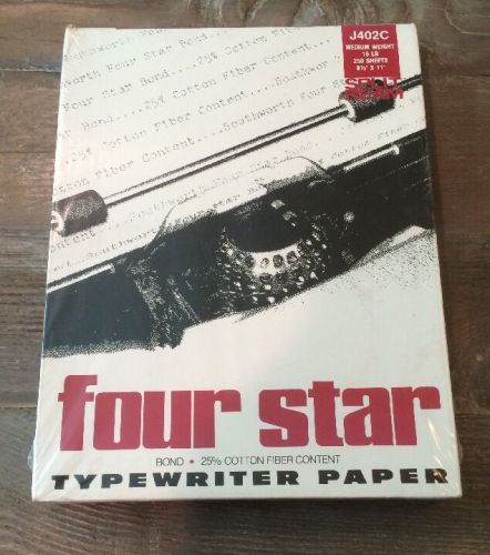 Four Star Southworth Typewriter Paper J402C 250 Sheets 16lb 8.5&#034;x11&#034; NIB