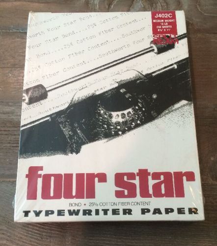 Four Star Southworth Typewriter Paper J402C 250 Sheets 16lb 8.5&#034;x11&#034; NIB