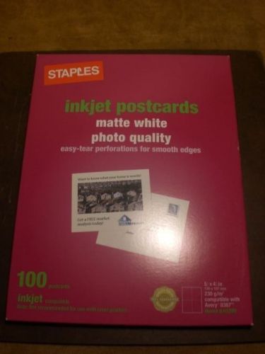 Staples Matte White Photo Quality Post Cards Inkjet Compatible