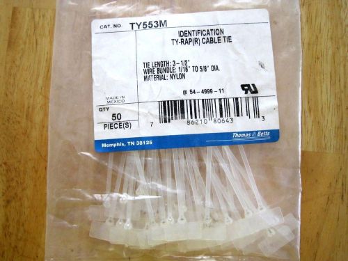 Thomas &amp; Betts TY553M ID Ty-Rap Cable Ties 50pk Steel Tooth