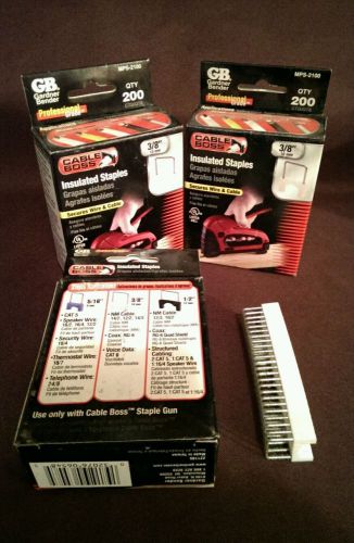 3 Boxes of 200 Gardner Bender MPS-2100 3/8-Inch White Cable Boss Cable Staples