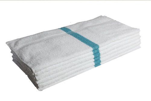 24 pc new terry bar towels mops kitchen towels 32oz green stripe for sale