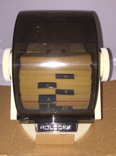 Vtg Rolodex Rotary Swivel SW-24C Card File, Dividers, 175 Plastic Covers, Cards