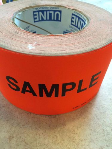 Uline Orange &#034;Sample&#034; Label Tape Roll