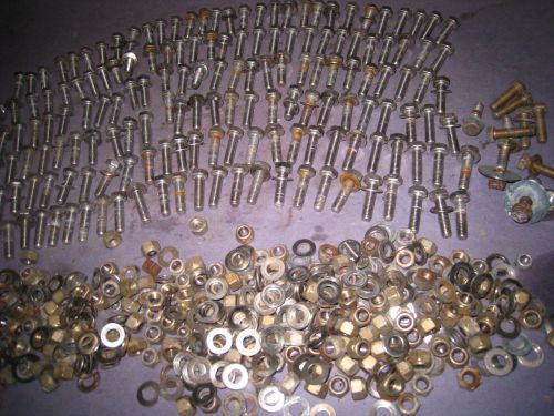 LOT 160 STAINLESS STEEL .283&#034; HEX BOLTS 1.375&#034; NYLON LOCK NUTS + WASHERS   21W2