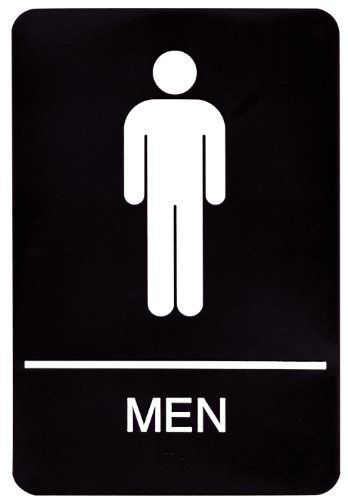 Headline sign 9002 ada men&#039;s restroom sign with tactile graphic, 6 inches by 9 for sale