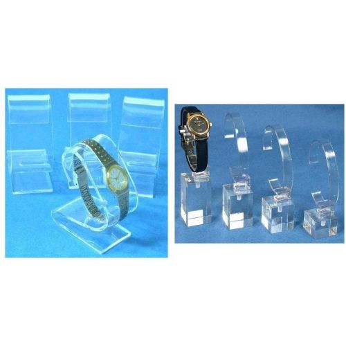 Clear Acrylic Watch Stands &amp; Riser Showcase Countertop displays Kit 8 Pcs
