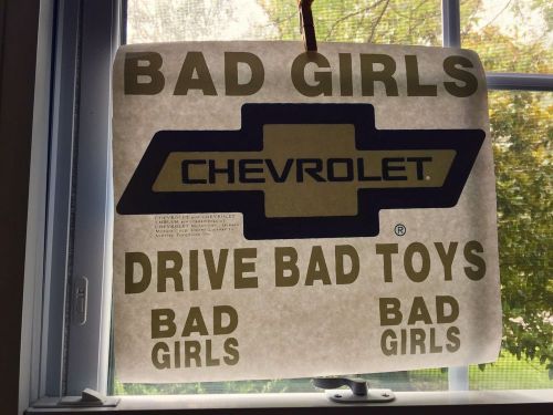 Vintage Bad Girls Drive Bad Toys Chevrolet Transfer Iron On Black and Gold