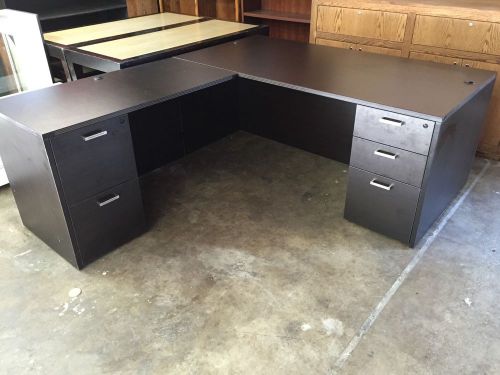 Single Pedestal Contemporary Executive Laminate L Shape Office Desk