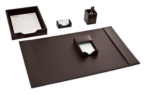 Dacasso dark brown bonded leather desk set, 5-piece for sale