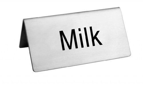 New Star Foodservice New Star Stainless Steel Table Tent Sign, &#034;Milk&#034;, 3-Inch by