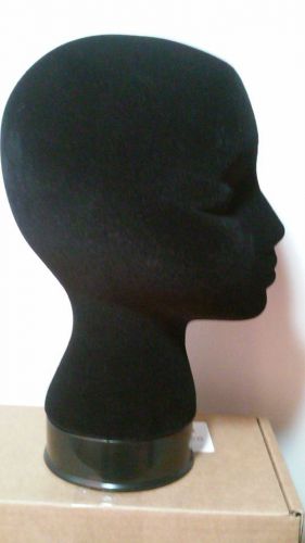 BLACK VELVET MANNEQUIN HEAD 12in WITH BASE UNISEX