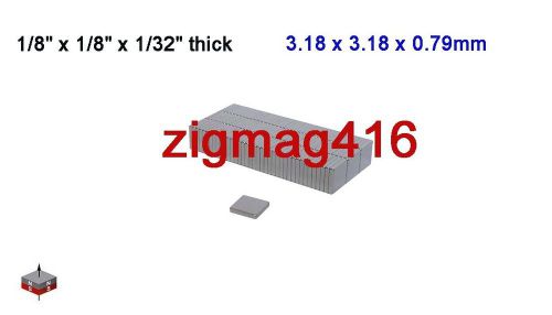 100pcs of grade n52 1/8&#034;x 1/8&#034; x 1/32&#034; rare earth neodymium block magnets for sale