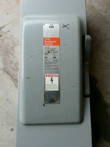 ITE SIEMENS DISCONNECT SWITCH 200 AMP 600 VAC 3 PHASE MODEL NF354 type 1