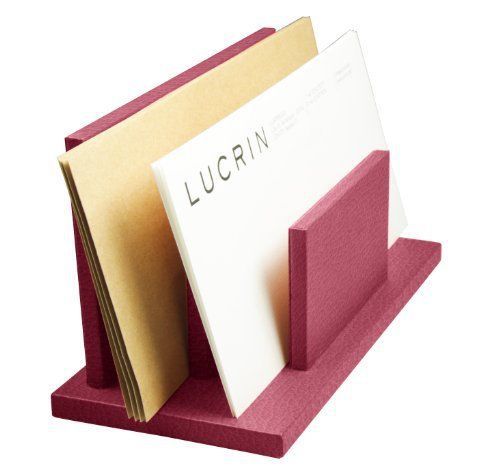 LUCRIN - Letters or Envelopes Holder, Granulated Cow Leather, Fuchsia