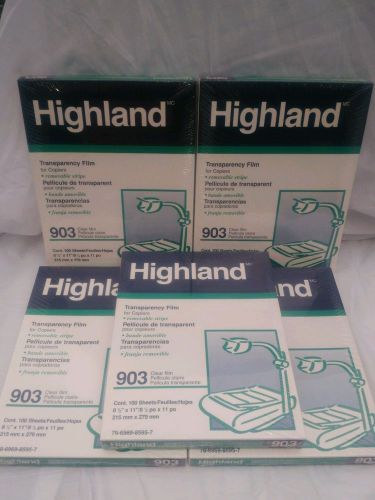 Highland 903 Transparency Film for Copiers, 5 New/Sealed Boxes of 100 Each