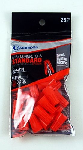 Cambridge Standard Wire Connectors 25 Pcs #22-#14 AWG Orange. UL Listed.